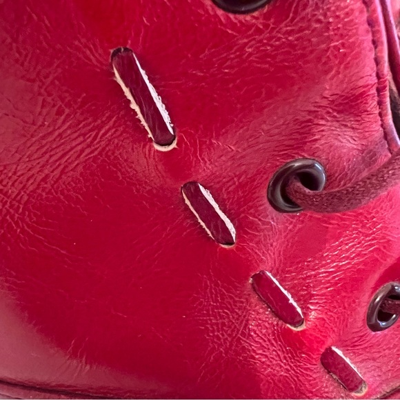 JOHN FLUEVOG Leather Lace-Up Ankle Boots Rounded Toe Red - Picture 7 of 15